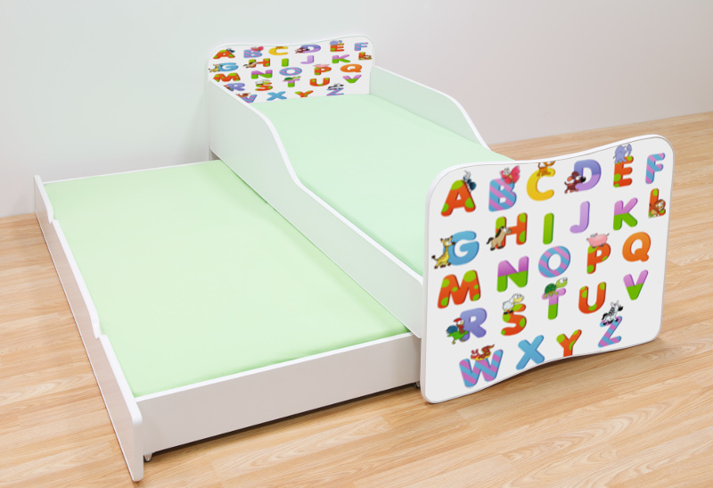 Becks posteľ  s výsuvným lôžkom Abeceda